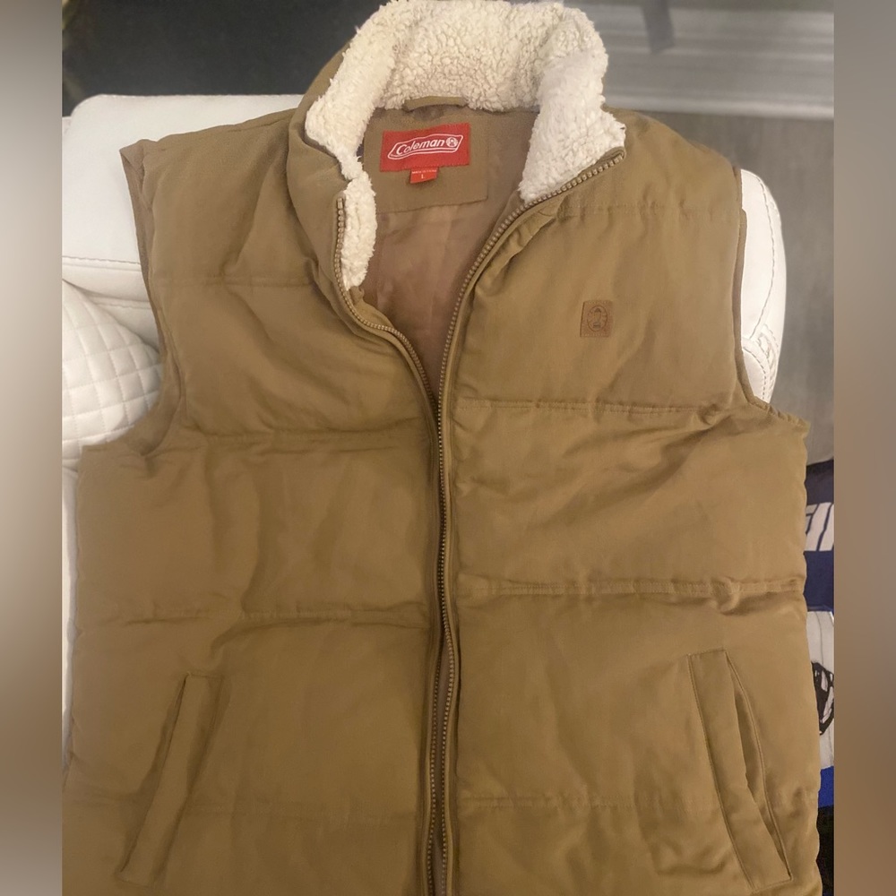 Brown Coleman winter puffer vest
